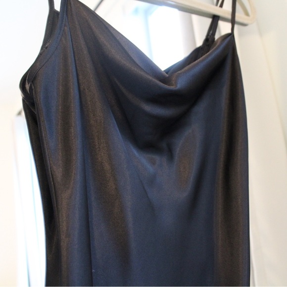 BEBE SATIN COWL NECK SLIP MIDI DRESS - Picture 2 of 4